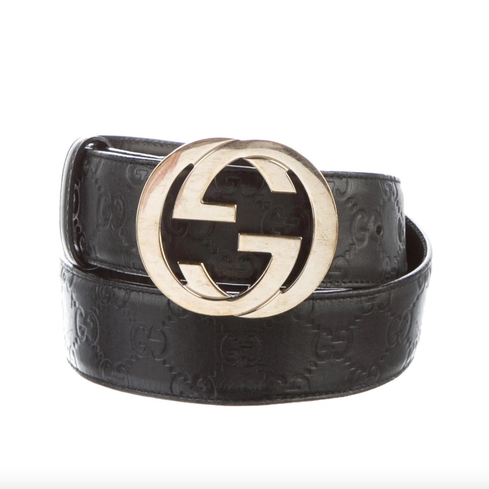 Gucci Signature Logo Leather Belt Size 100